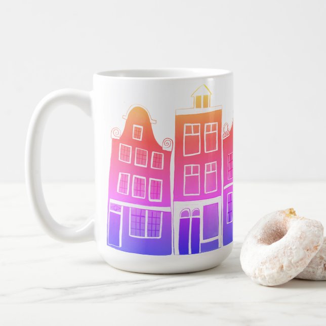 Mug Canal Houses Row Amsterdam Hollande Sunset (Avec donut)