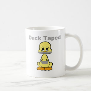 Mug Canard de jaune d'humour de ruban adhésif attaché
