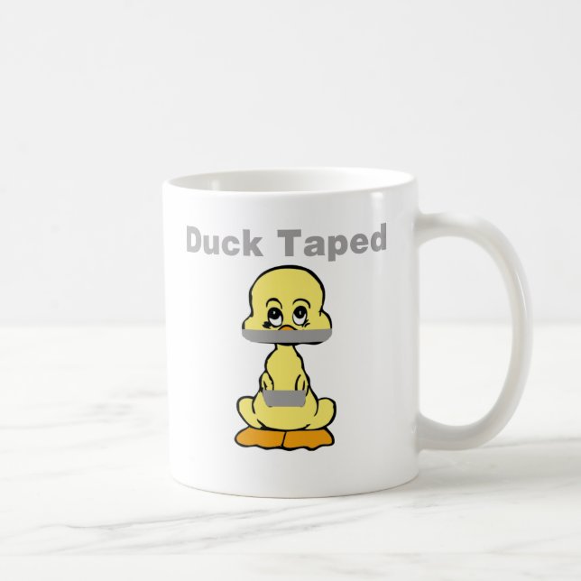 Mug Canard de jaune d'humour de ruban adhésif attaché (Droite)