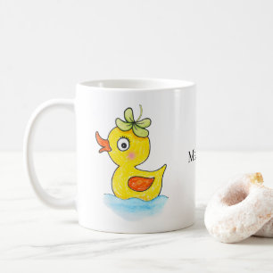 Mug Canard en caoutchouc jaune mignon avec chapeau trè