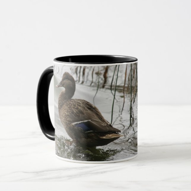 Mug Canard gris sur la nuit du lac (Devant gauche)