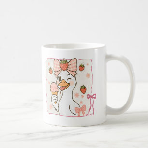 Mug Canard Kawaii avec glace à la fraise