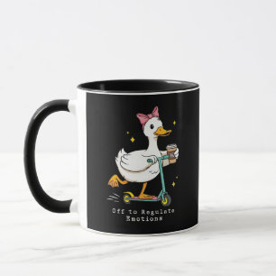 Mug Canard régulateur d'émotions sur un scooter