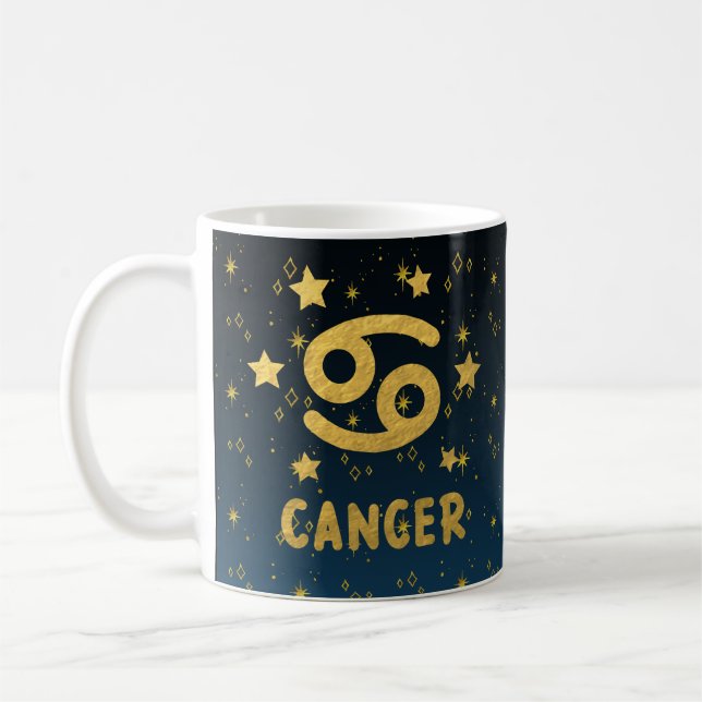 Mug Cancer Zodiac Bleu et or Astrologie Musique (Gauche)