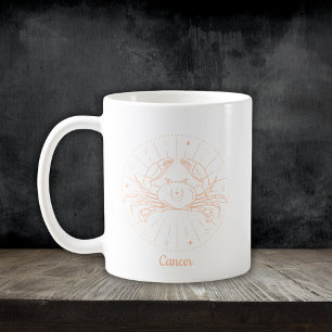 Mug Cancer Zodiaque Ligne d'Art Blanc Pêche