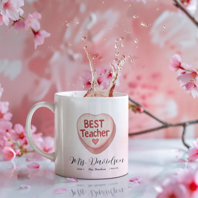Mug Candy Heart Valentine | Meilleur Monogramme enseig (Créateur téléchargé)