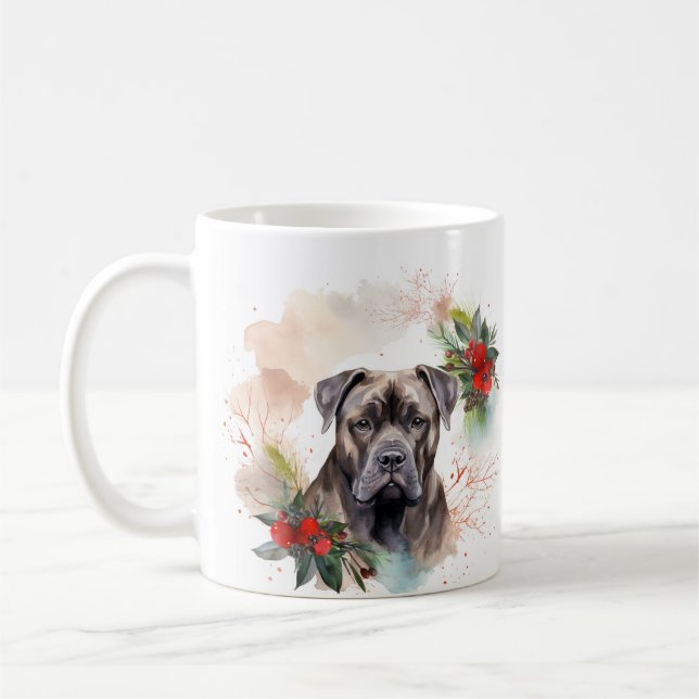 Mug Cane Corso Christmas Wreath Festive Pup (Gauche)