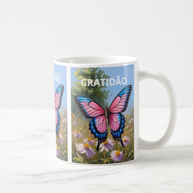 Mug Caneca branca clássica Borboleta (Droite)