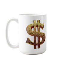 CANECA BRANCA CLÁSSICA - CIFRÃO/TOM OURO