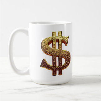 MUG CANECA BRANCA CLÁSSICA - CIFRÃO/TOM OURO