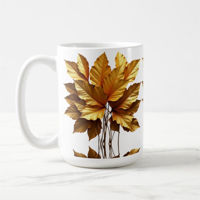 MUG CANECA BRANCA CLÁSSICA - FOLHAGEM OURO (Gauche)