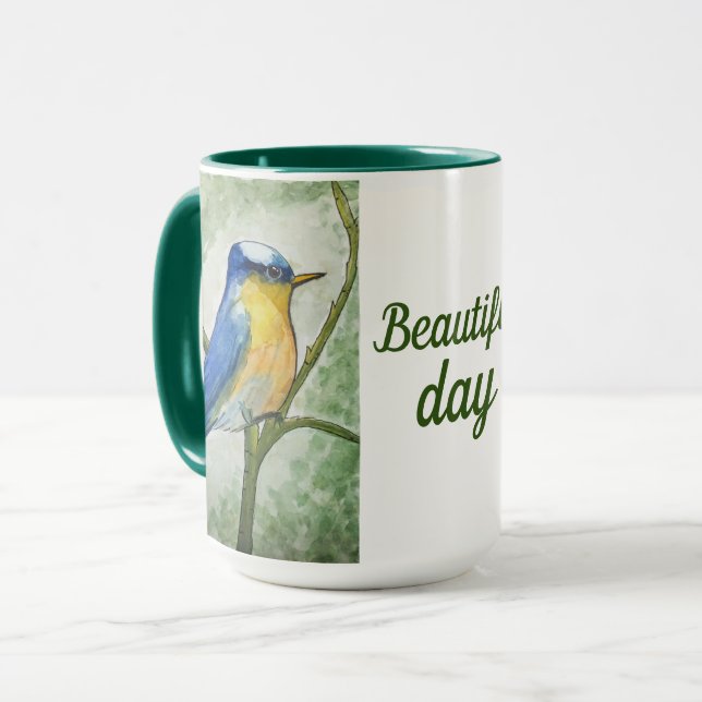 Mug Caneca com ilustração pássaro belle journée (Devant gauche)