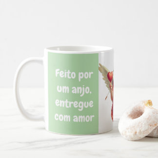 Mug caneca personalizada anjo cupido com coração