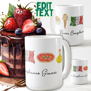 Mug Canette cadeau d'anniversaire italienne avec nom