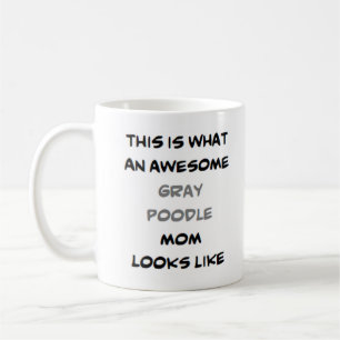 Mug caniche, gris, maman, génial
