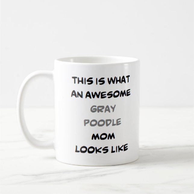 Mug caniche, gris, maman, génial (Gauche)