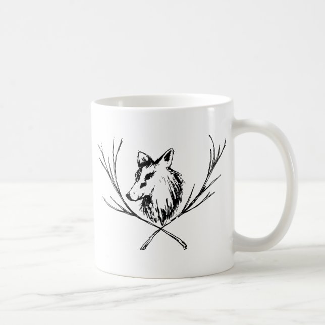 Mug Canine avec branches Noir et Blanc (Droite)