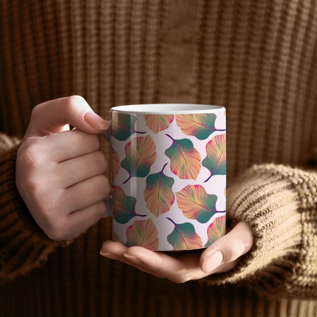 Mug Canna Tropicanna Feuilles en Pastel (Canna Tropicanna Tropical Leaves Patterned Mug)