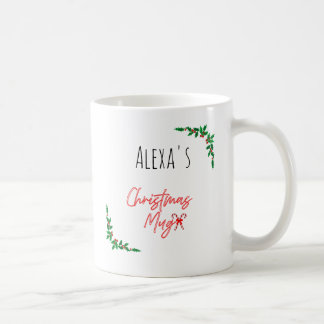 Mug Canne de bonbon personnalisée aux baies de houx de
