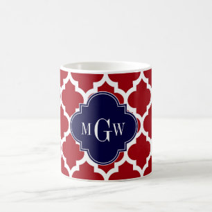 Mug Canneberge Blanc Marocain #5 Bleu Nuit Monogramme