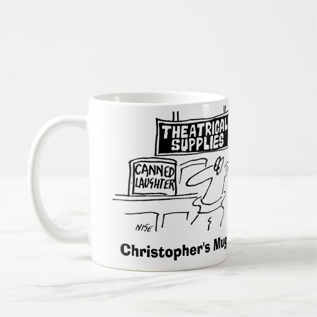 Mug Canned Laughn dans un magasin de théâtre. Ajouter  (Gauche)