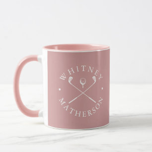 Mug Cannes de golf personnalisées avec nom Dusty Rose 
