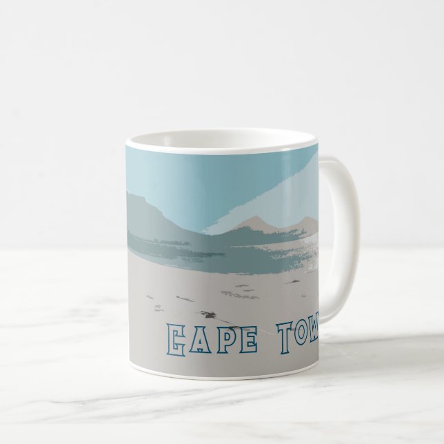 Mug Cape Town Table Mountain Ocean Sketch (Devant droit)