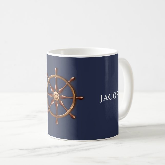Mug Capitaine de bateau Nom personnalisé Blue Marine (Devant droit)