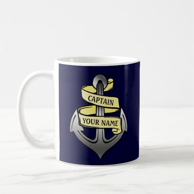 Mug Capitaine de bateau personnalisable votre Ancre (Gauche)