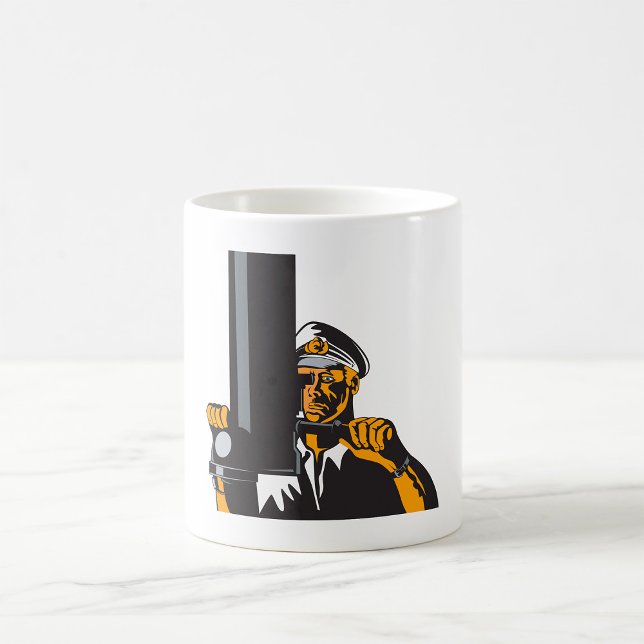 Mug Capitaine de sous-marin nautique utilisant un peri (Créateur téléchargé)