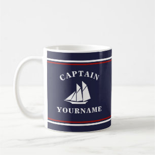 Mug Capitaine nautique Votre nom Navette de marine