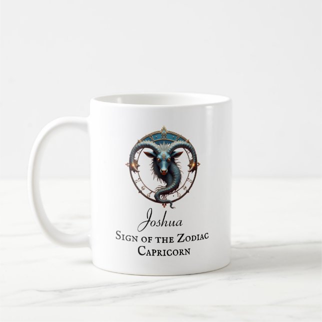 Mug Capricorn Anniversaire Cadeau Ajouter un nom (Gauche)