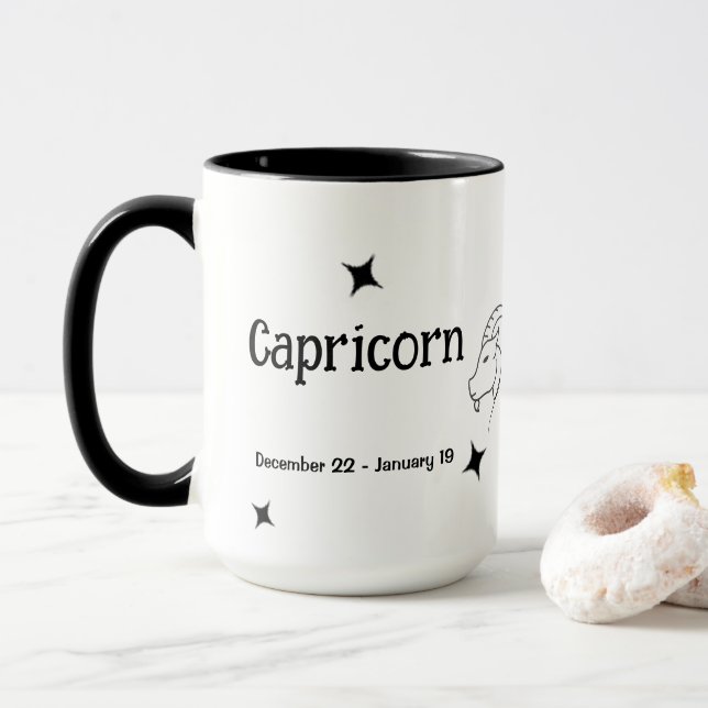 Mug Capricorn Zodiac décembre janvier Anniversaire Cad (Avec donut)