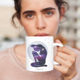 Mug Capricorne Feminine bleu violet Zodiac Design