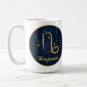 Mug Capricorne symbole zodiaque or bleu personnalisé