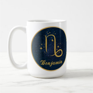 Mug Capricorne symbole zodiaque or bleu personnalisé