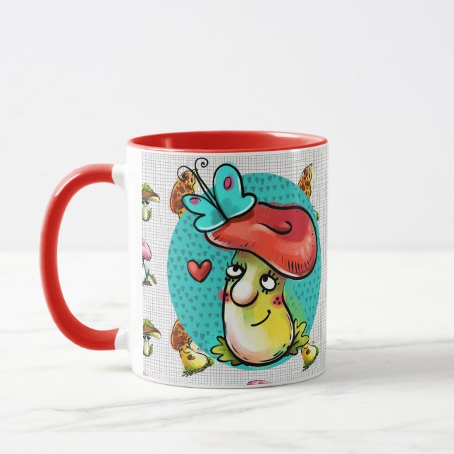 Mug Caractère caricature de champignon marron drôle (Gauche)