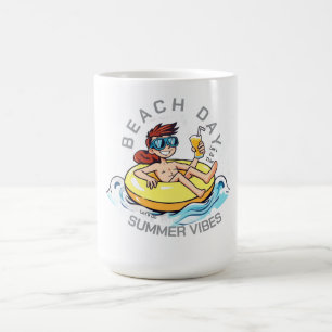 Mug Caractère de dessin de jour de plage sur anneau go