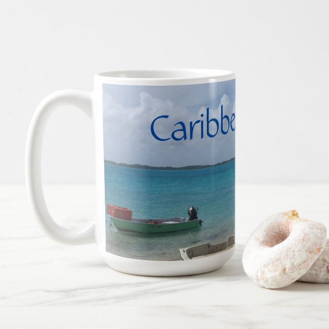 Mug Caraïbes Dream Bonaire Bateaux de pêche Océan (Avec donut)