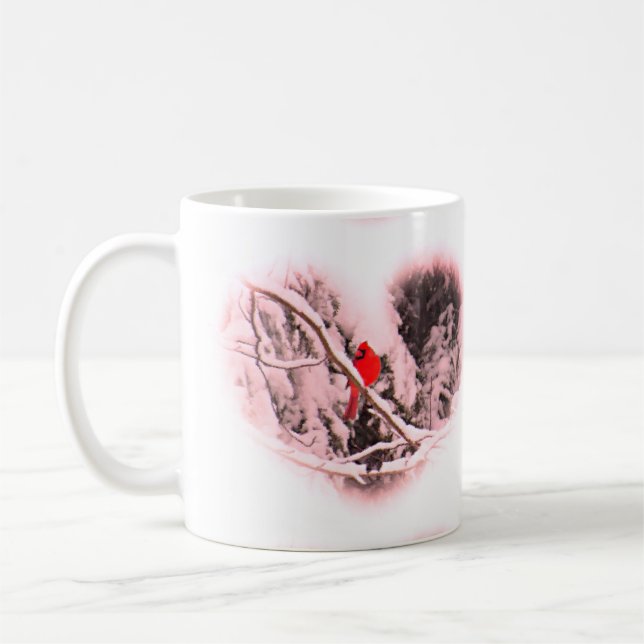 Mug Cardinal de coeur de neige de sangria - oiseau (Gauche)