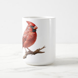 Mug Cardinal Rouge Assis Sur Branche