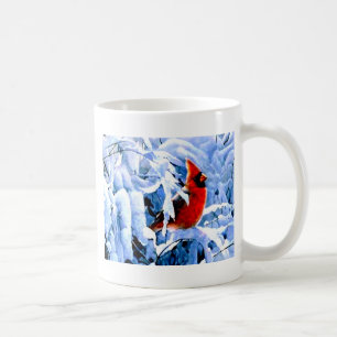 Mug Cardinal rouge dans la neige d'hiver