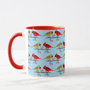 Mug Cardinaux de Noël mignons et Baies rouges modélisé