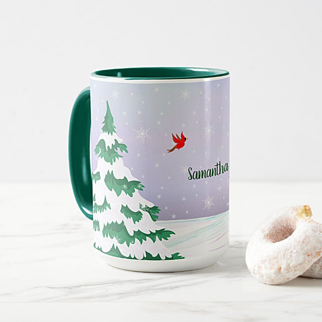 Mug Cardinaux d'hiver Salutations de Noël (Créateur téléchargé)