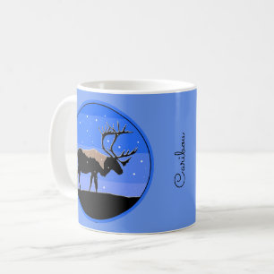 Mug Caribou en hiver - Art original de la faune