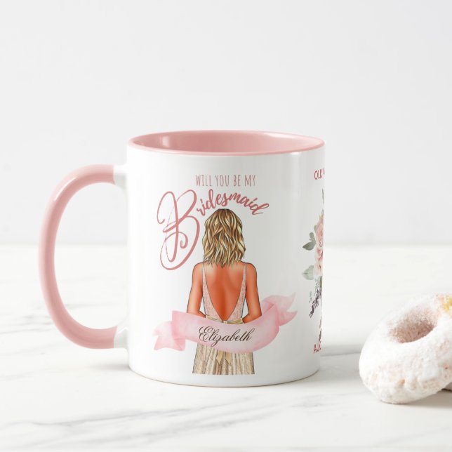 Mug Caricature Bridesmaid Proposition Merci personnali (Avec donut)