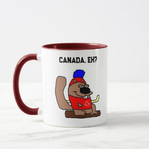 Mug Caricature de castor de hockey en Chemise Feuille 