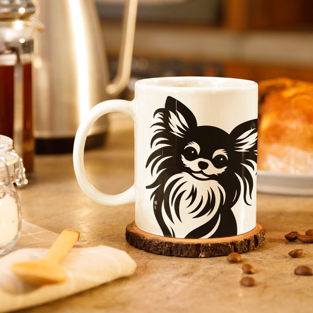 Mug Caricature de Chihuahua aux cheveux longs mignons (Créateur téléchargé)
