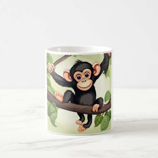 Mug Caricature de chimpanzé fou mignon (Centre)