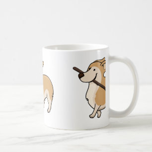 Mug caricature de corgi w bâton